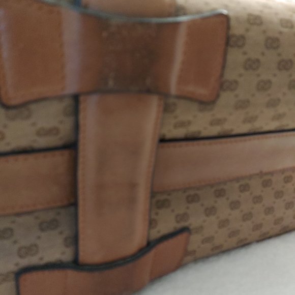 Vintage GUCCI Stirrup Hobo Micro GG Bag Leather Accents, Large - Picture 10 of 16